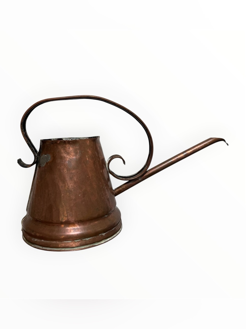 vintage Brutalist hammered copper watering can